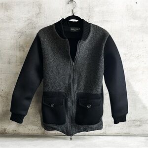 Men's Family First Luxury Brand Gray and Black Bomber Jacket Made in Italy $100